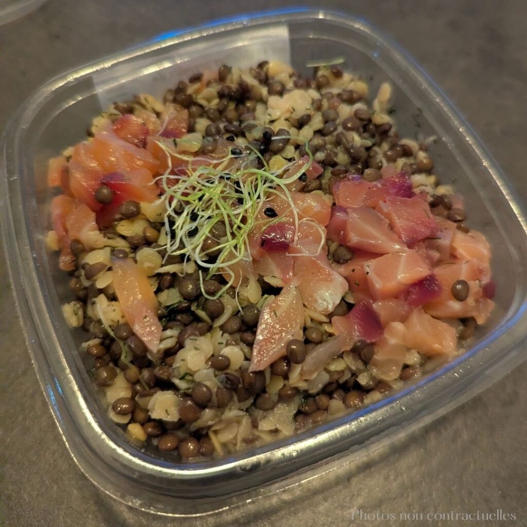 Bol de lentilles saumon gravlax